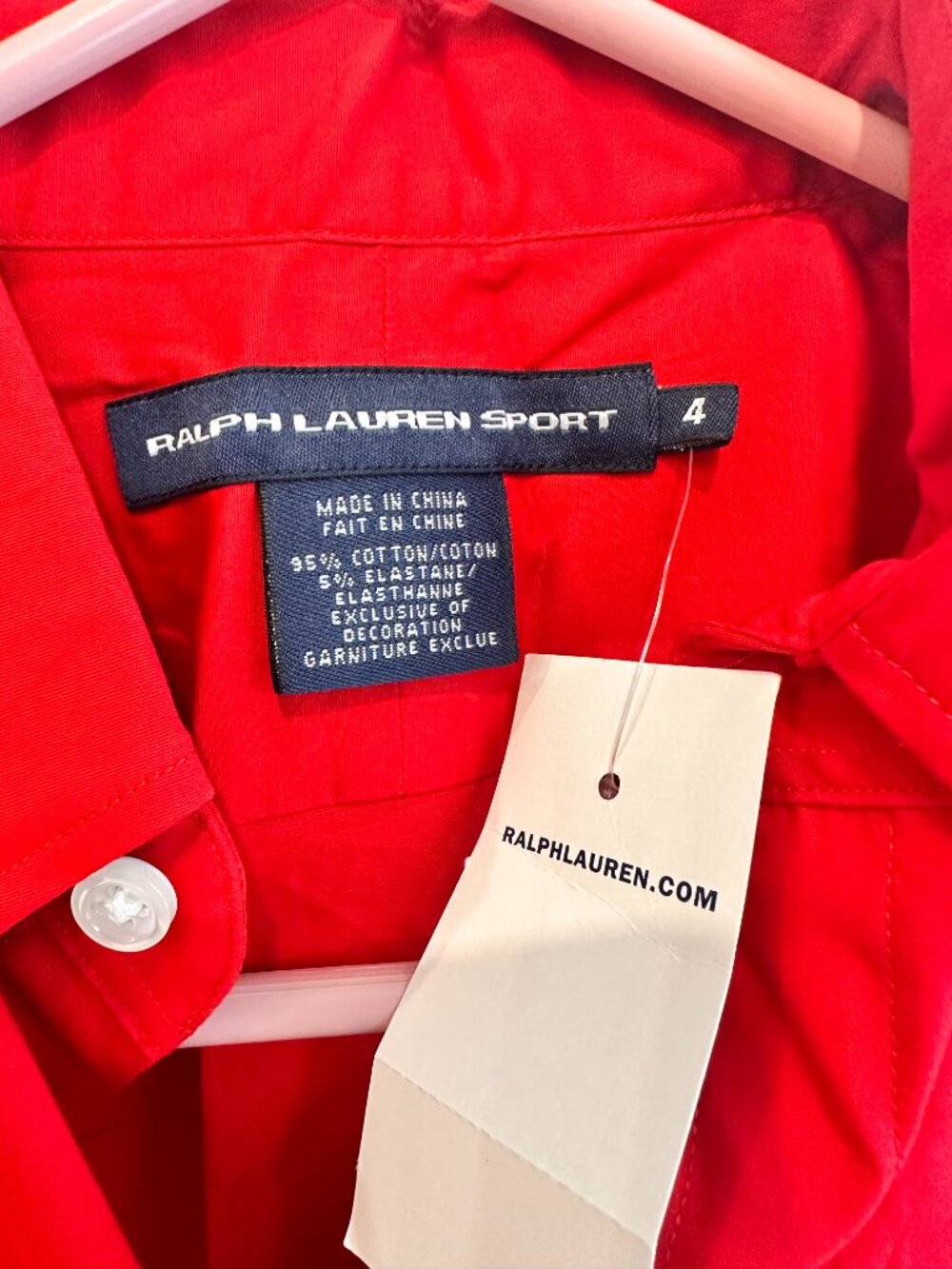 NWT Ralph Lauren Sport Red Long Sleeve Button Down Shirt Size 4 - Picture 5 of 9